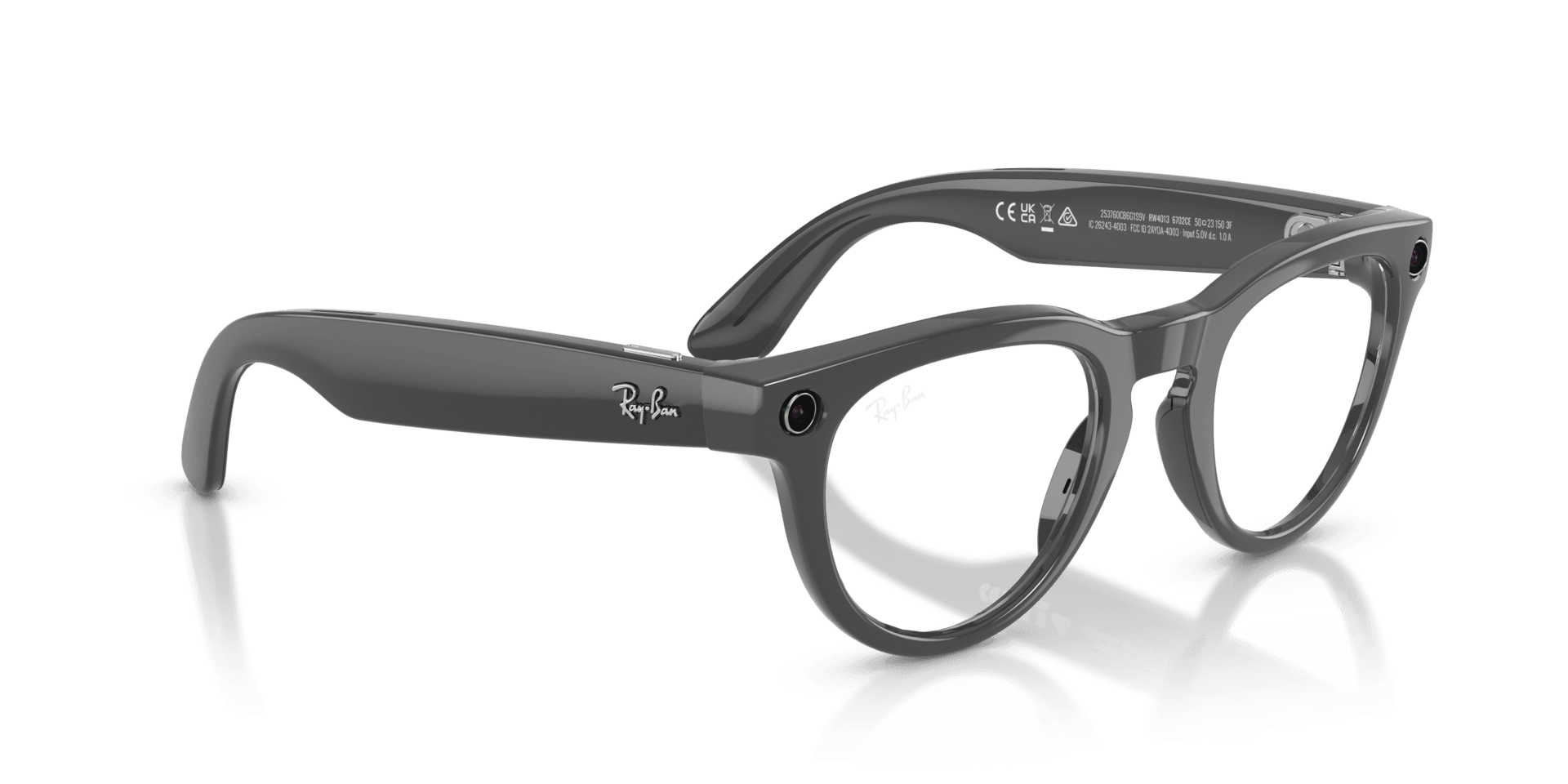 Ray-Ban | Meta Headliner Shiny Asteroid Grey - Gen 2 | Phantos | Asteroid Grey | Clear/Emerald