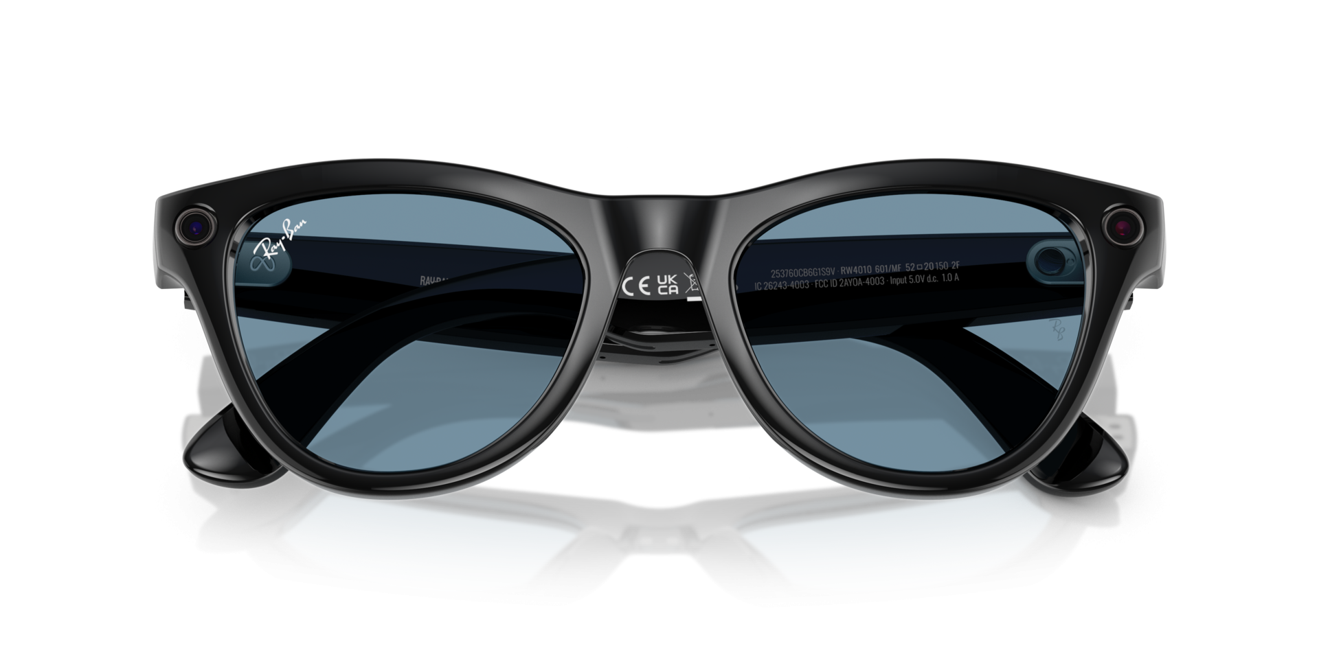 Ray-Ban | Meta Skyler Shiny Black - Gen 1 | Frame Color: Shiny Black | Lens Color: Clear/Cerulean Blue