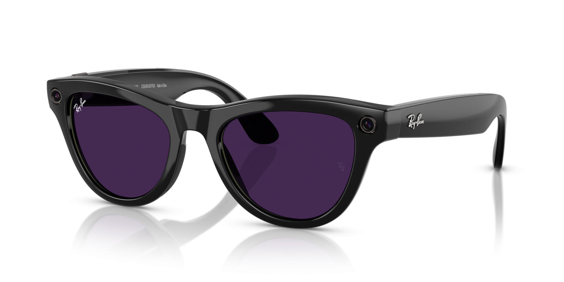 Ray-Ban | Meta Skyler Shiny Black - Gen 1 | Frame Color: Shiny Black | Lens Color: Clear/Amethyst