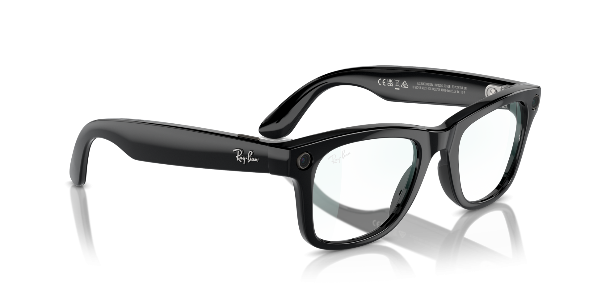 Ray-Ban | Meta Wayfarer Large Shiny Black - Gen 1 | Frame Color: Shiny Black | Lens Color: Clear