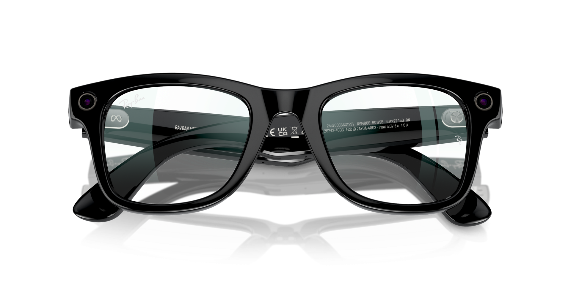 Ray-Ban | Meta Wayfarer Large Shiny Black - Gen 1 | Frame Color: Shiny Black | Lens Color: Clear
