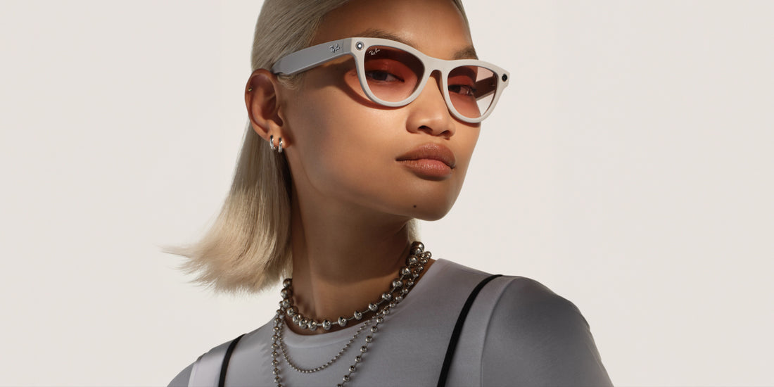 Ray-Ban | Meta Skyler Shiny Shiny Chalky Grey - Gen 2 | Cat Eye | Chalky Grey | Clear/Sapphire